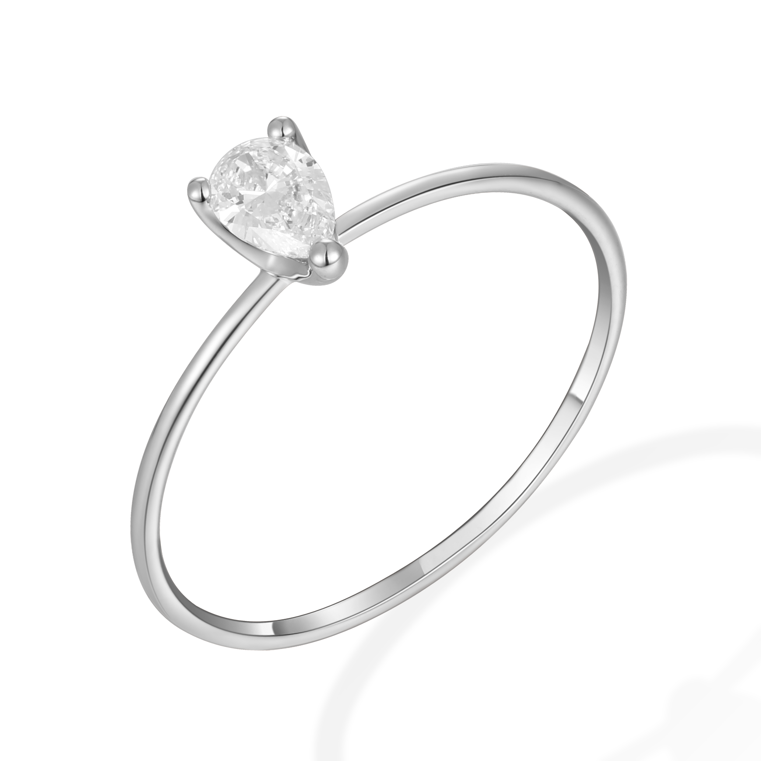 Pear shaped solitaire ring